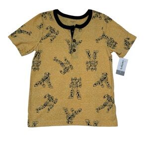 NWT, Carter’s Kid Size 7 Henley Short Sleeve T-Shirt Robot